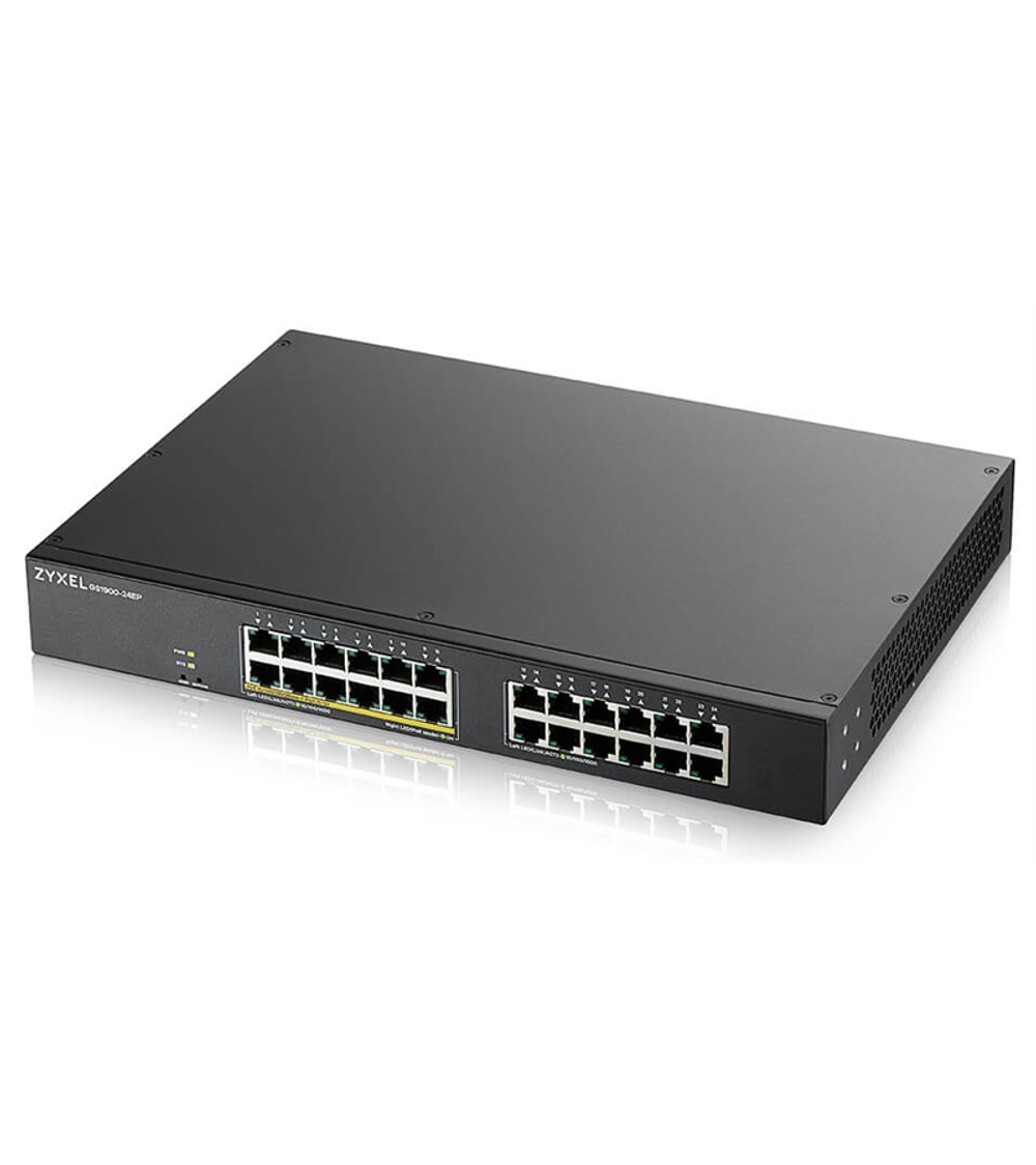 Smart L2 коммутатор PoE+ Zyxel GS1900-24EP, rack 19", 24xGE (12xPoE+), бюджет PoE 130 Вт