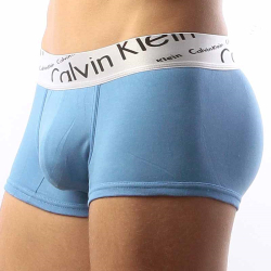 Мужские трусы боксеры голубые с косой резинкой  Calvin Klein Steel Boxer Italics Blue