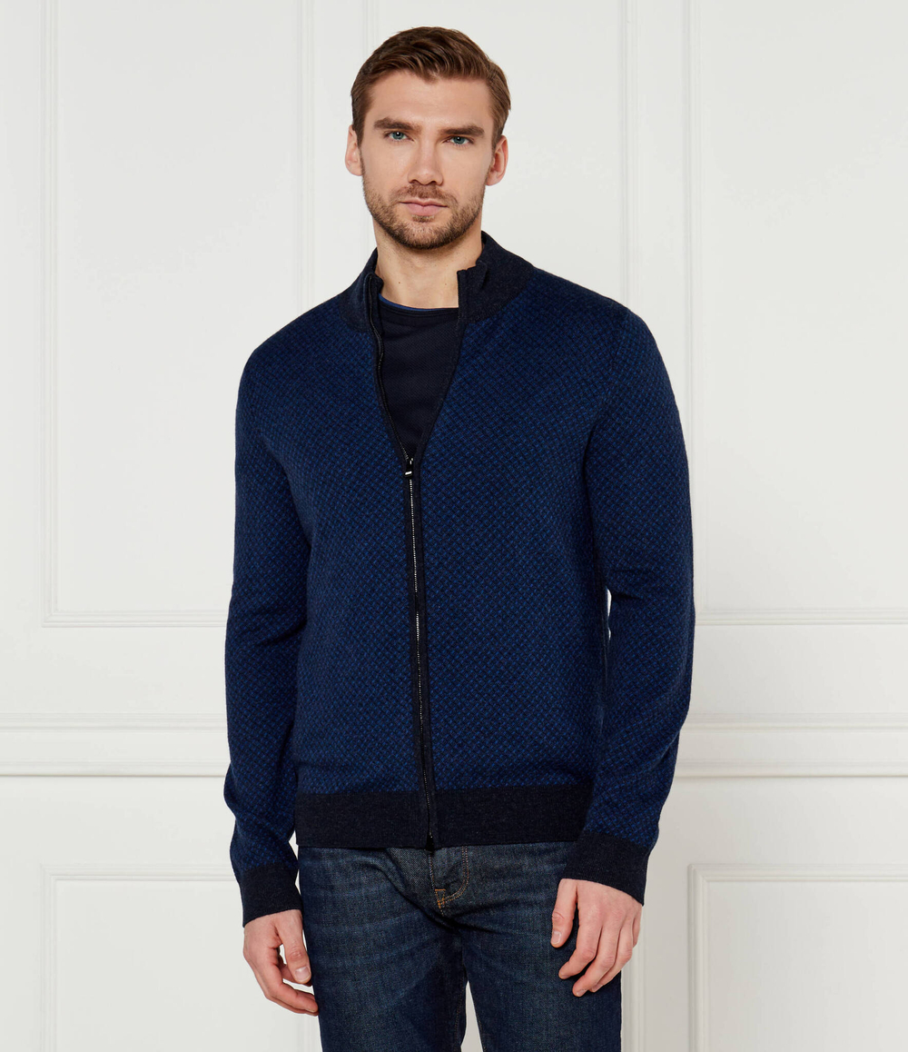 Шерстяной кардиган H-Eltorno BOSS BLACK - темно-синий(50528314)