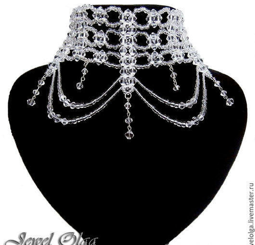 Колье-стойка Хрустальное, свадебное украшение невесты