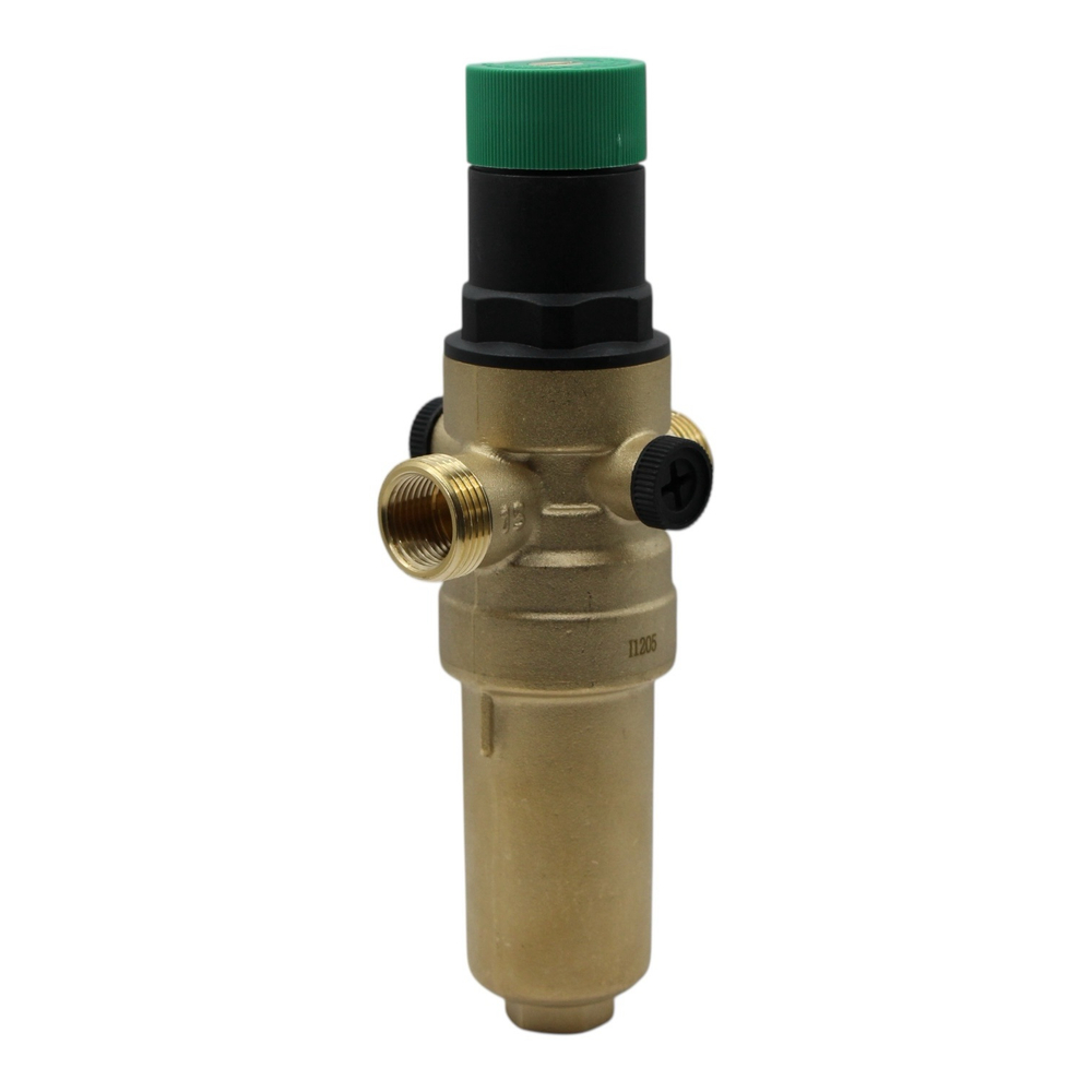 Фильтр самопромывной TIM 1/2" с редуктором давления в латунном корпусе