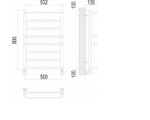 Terminus Полотенцесушитель Евромикс П8 500х796 нижнее 500 мм