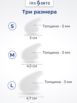 Комплект плоских межпальцевых перегородок разных размеров, 6 шт.