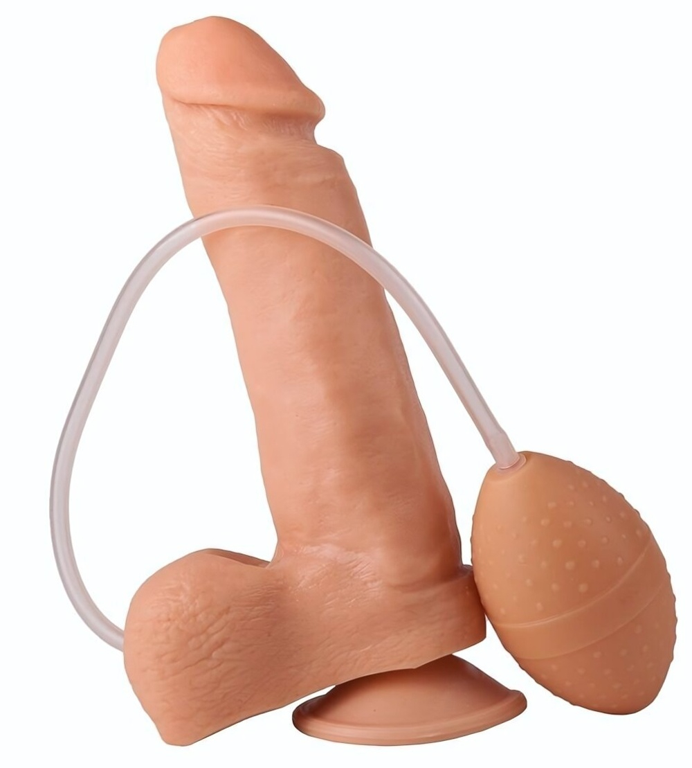 Фаллоимитатор-реалистик с грушей - 19 см. (Цвет: телесный)