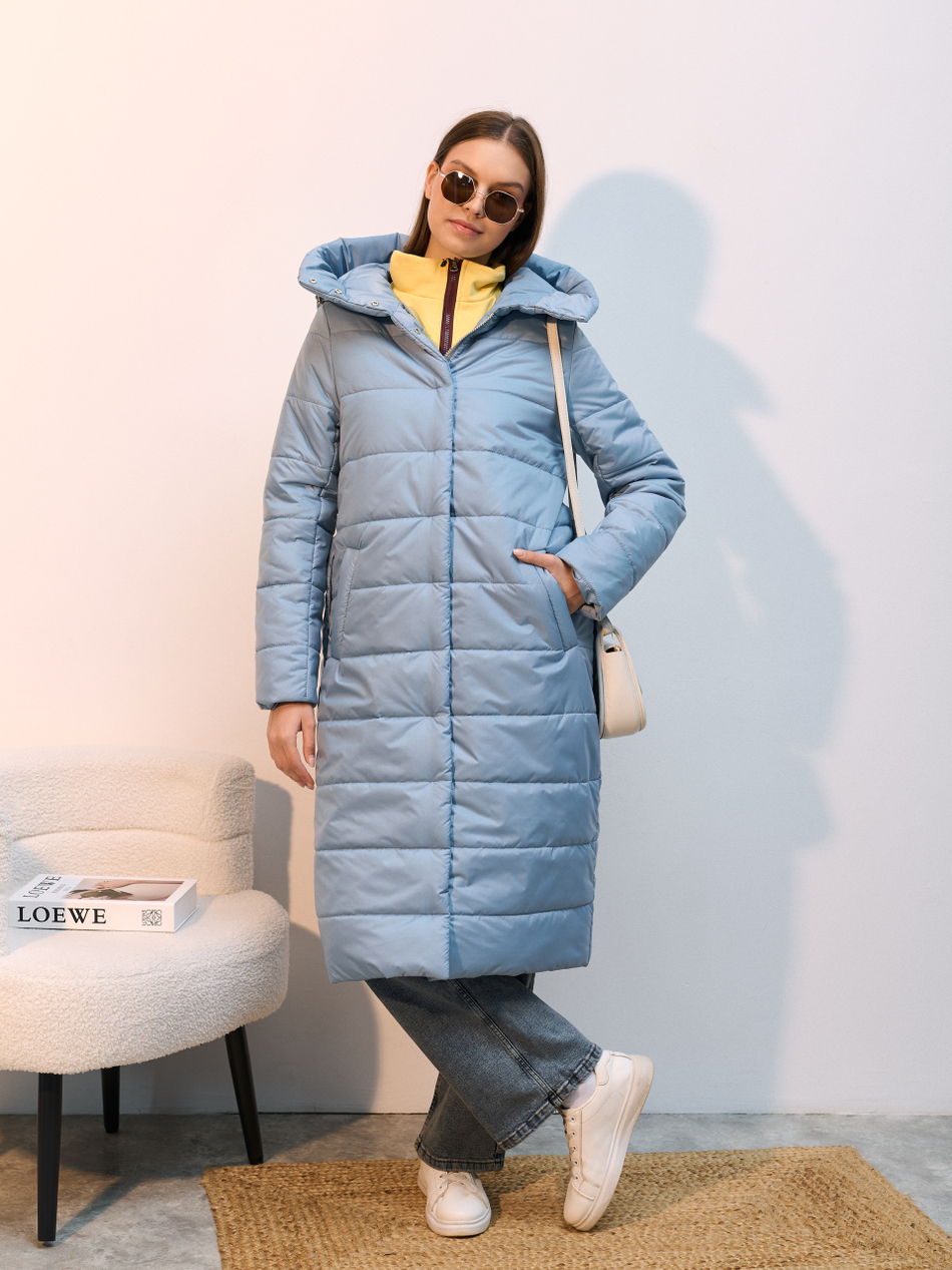 Пальто  демисезонное "Анель" голубой