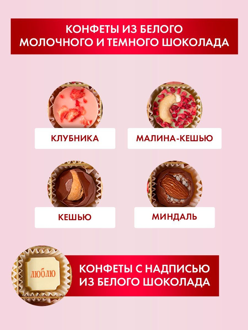 Подарочный набор шоколадных конфет, Я тебя люблю из бельгийского шоколада, открытка в подарок