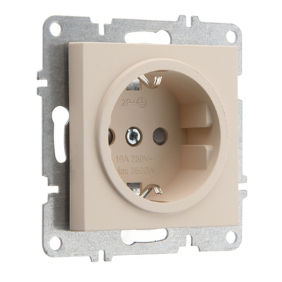 Розетка с заземлением ARVIA Electric, со шторками, 16А 250В, карамель 50082000243