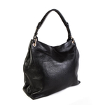 Простая мягкая женская средняя чёрная сумочка на молнии из натуральной кожи 34х33х13 см Doublecity 9736 Black