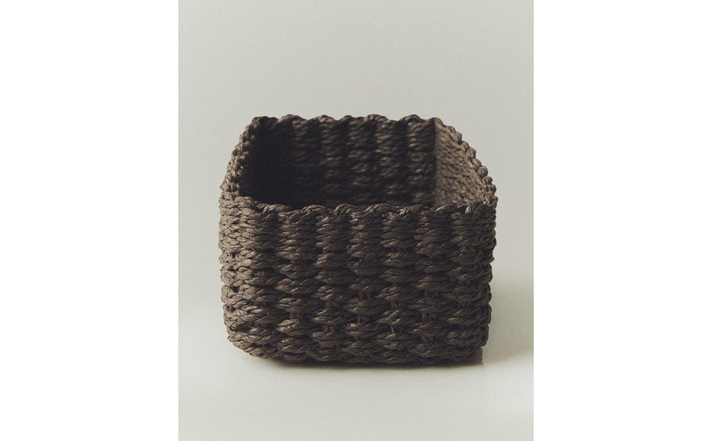 Zara Home Корзина из плетёной бумаги, цвет коричневый, 21 см