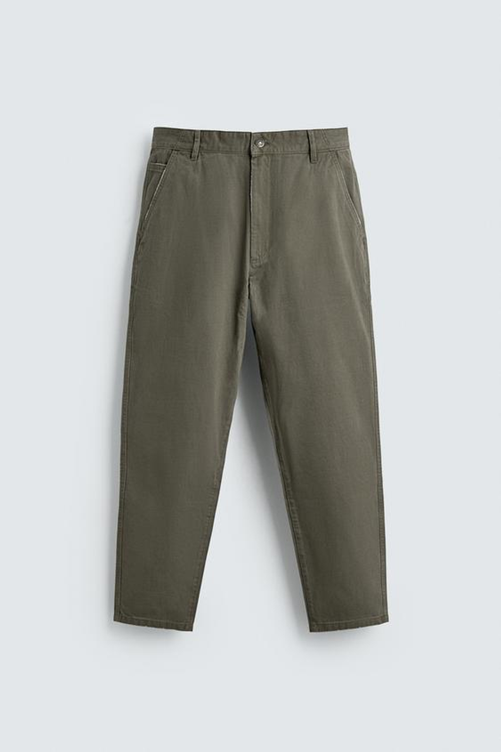 ZARA БРЮКИ CARROT FIT С ЭФФЕКТОМ ПОТЕРТОСТИ, ХАКИ