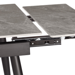 Стол обеденный Lord Grey/Лорд Грей столешница керамика (глянцевая) / опоры металл, серый/чёрный, (120+30+30)x80x75(+1) см