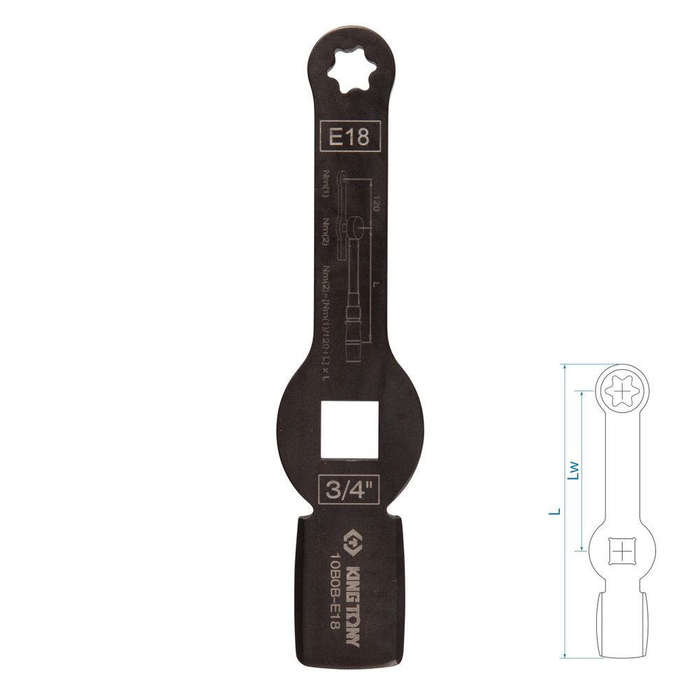 KING TONY (10B0B-E18) Ключ для тормозных суппортов грузовых автомобилей E18, 3/4", ударный