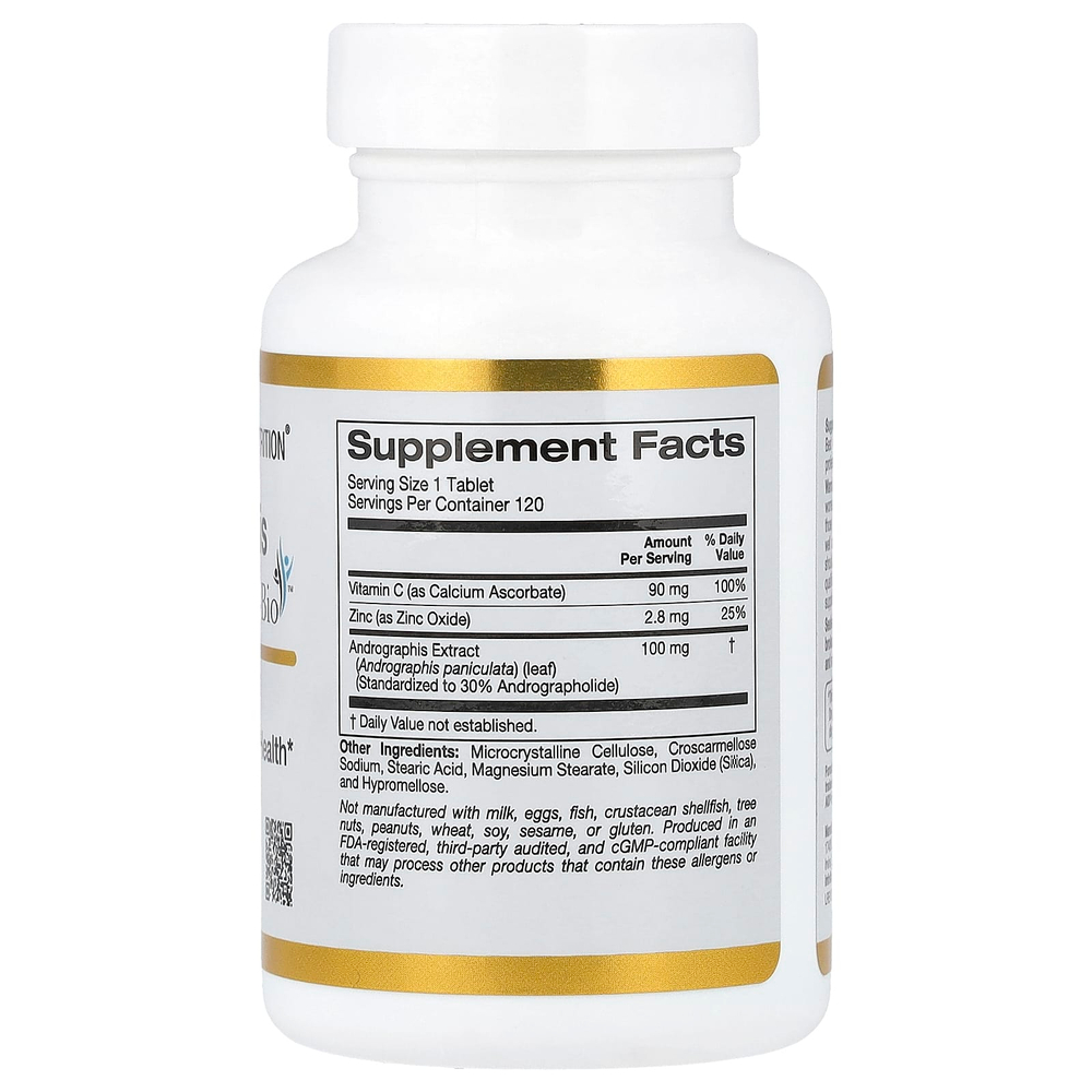 California Gold Nutrition, Andrographis Immune с AP-Bio, экстракт андрографиса с витамином C и цинком, 100 мг, 120 таблеток