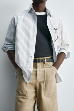 ZARA РУБАШКА В ПОЛОСКУ LIMITED EDITION, НЕБЕСНО-ГОЛУБОЙ