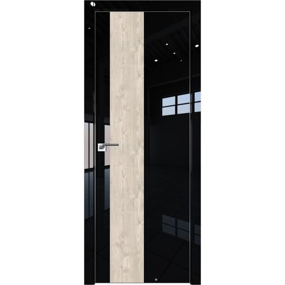 Межкомнатная дверь глянцевая Profil Doors 5LK чёрный люкс со вставкой