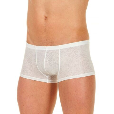 Мужские трусы-хипсы из ткани с текстурой змеиной чешуи Snake White Boxer (Размер: S) (Цвет: белый)