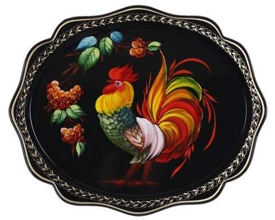 Жостовский поднос декоративный, размер 38х30 см (A15), металлический