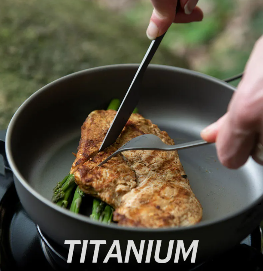 Набор столовых приборов Naturehike (нож, вилка, ложка), титан, в чехле