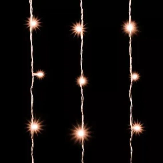 Светодиодный занавес 2*3 м., 600 экстра теплых белых LED ламп, облегченный, прозрачный провод ПВХ, LTC (PCL600NOT-10-2EWW)