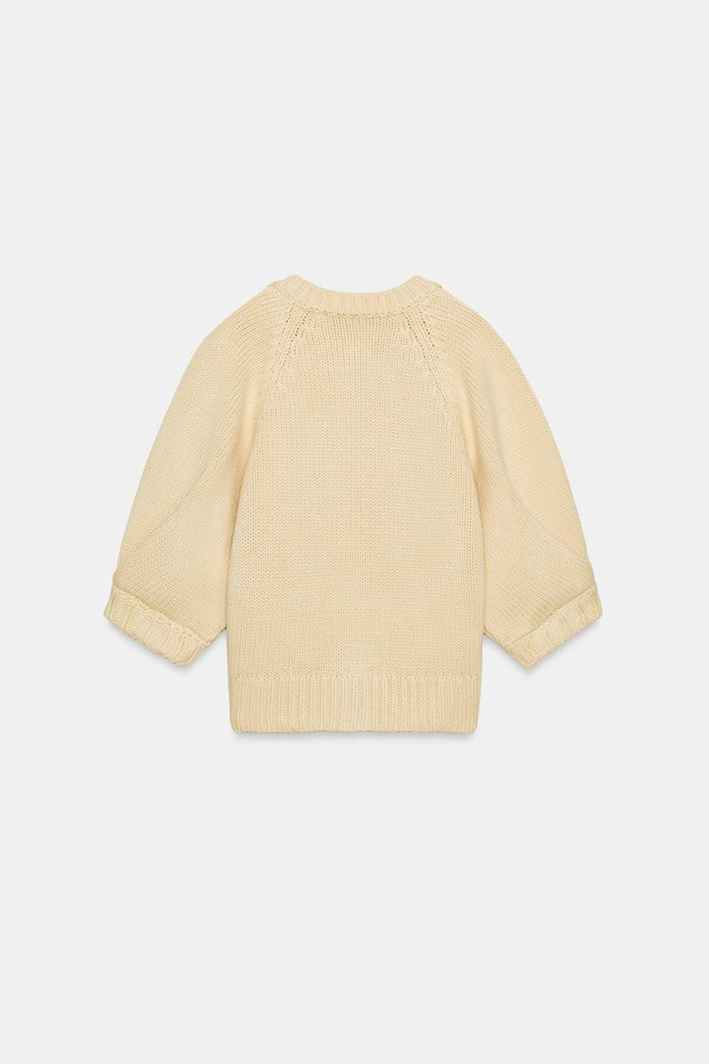 ZARA КАРДИГАН С ОБЪЕМНЫМИ РУКАВАМИ, ЯИЧНО-ЖЕЛТЫЙ