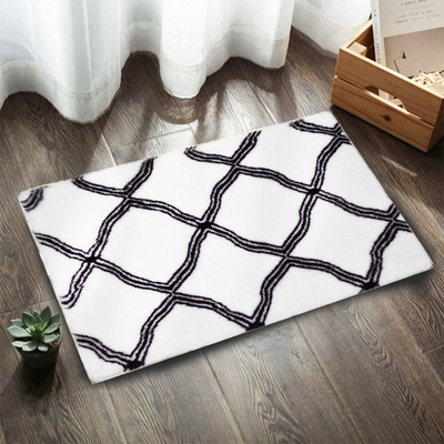 Коврик для ванной 60*90см "Орнамент"", полиэстер, белый с черным полосами