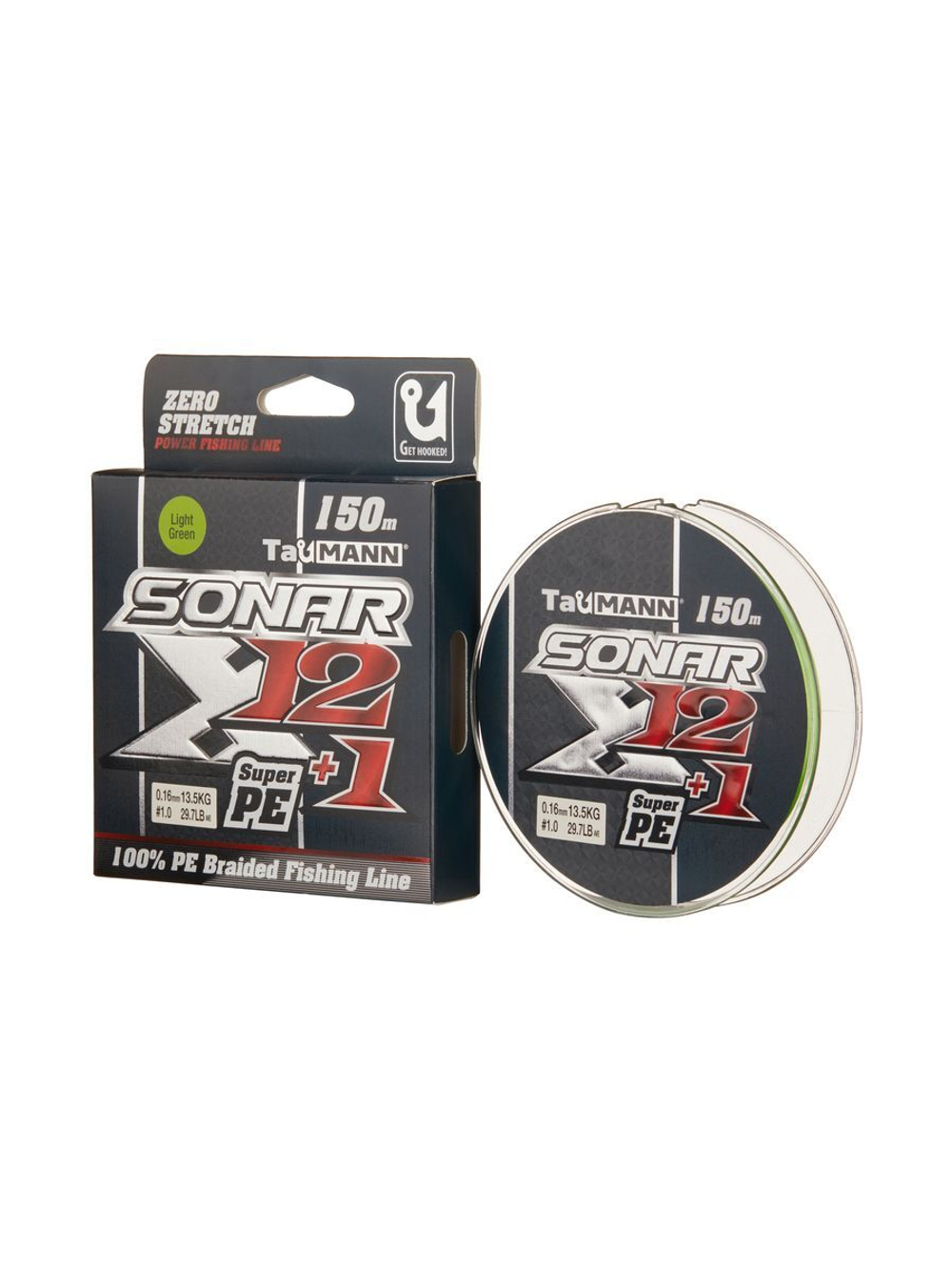 Плетеный шнур для рыбалки TauMANN Sonar X12+1 PE 150m #0.6 (0.12mm) Light Green