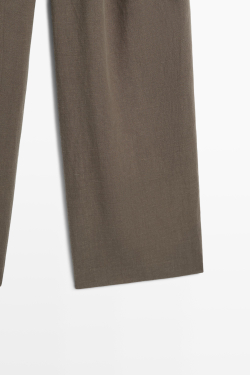 Massimo Dutti Брюки из смесового льна с защипами, кротово-коричневый