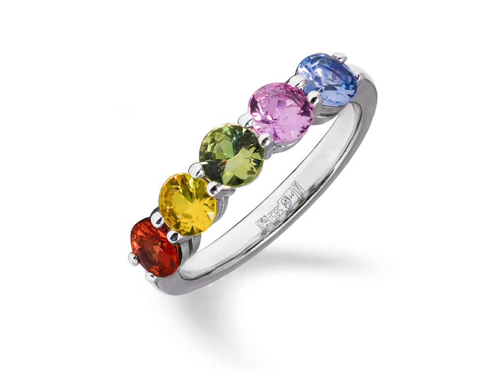 Кольцо с сапфирами multi color