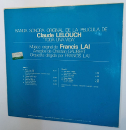 Винтажная виниловая пластинка Francis Lai Toute Une Vie (Spain 1975)