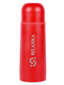 Термос Relaxika 101 (0,35 литра), красный (стикерпак "Альпинизм")