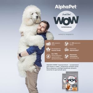 Уценка! Срок 25.05.26/ Сухой корм AlphaPet WOW Superpremium для взрослых собак мелких пород с индейкой и рисом