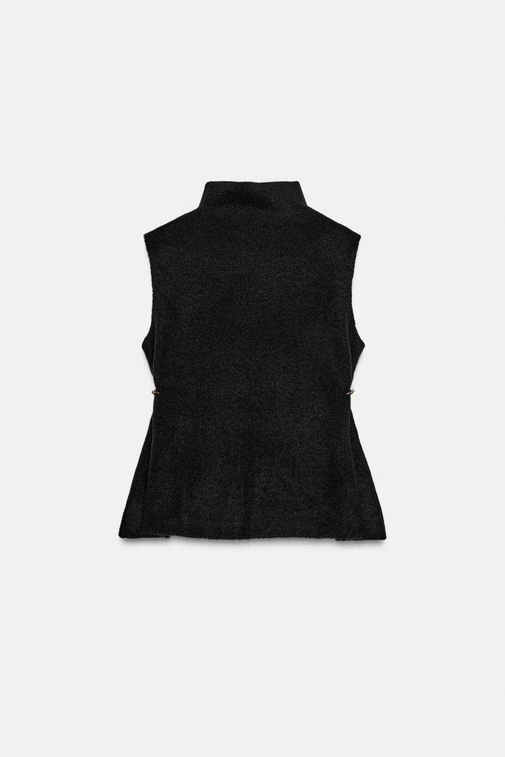 ZARA ТРИКОТАЖНЫЙ ТОП АСИММЕТРИЧНОГО КРОЯ, ЧЕРНЫЙ