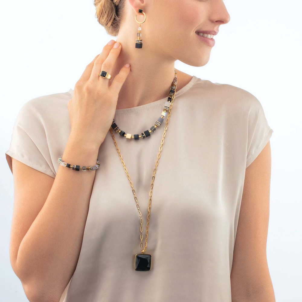 Серьги Coeur de Lion Black-Gold 3039/21-1316