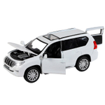 Модель 1:32 Land Cruiser Prado, белый, свет, звук, откр. двери, капот и багажник, инерция