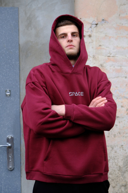 Худи SPACE OverSize Флис Бордовый