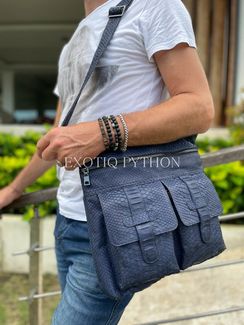 Стильная мужская сумка из кожи питона BG-491