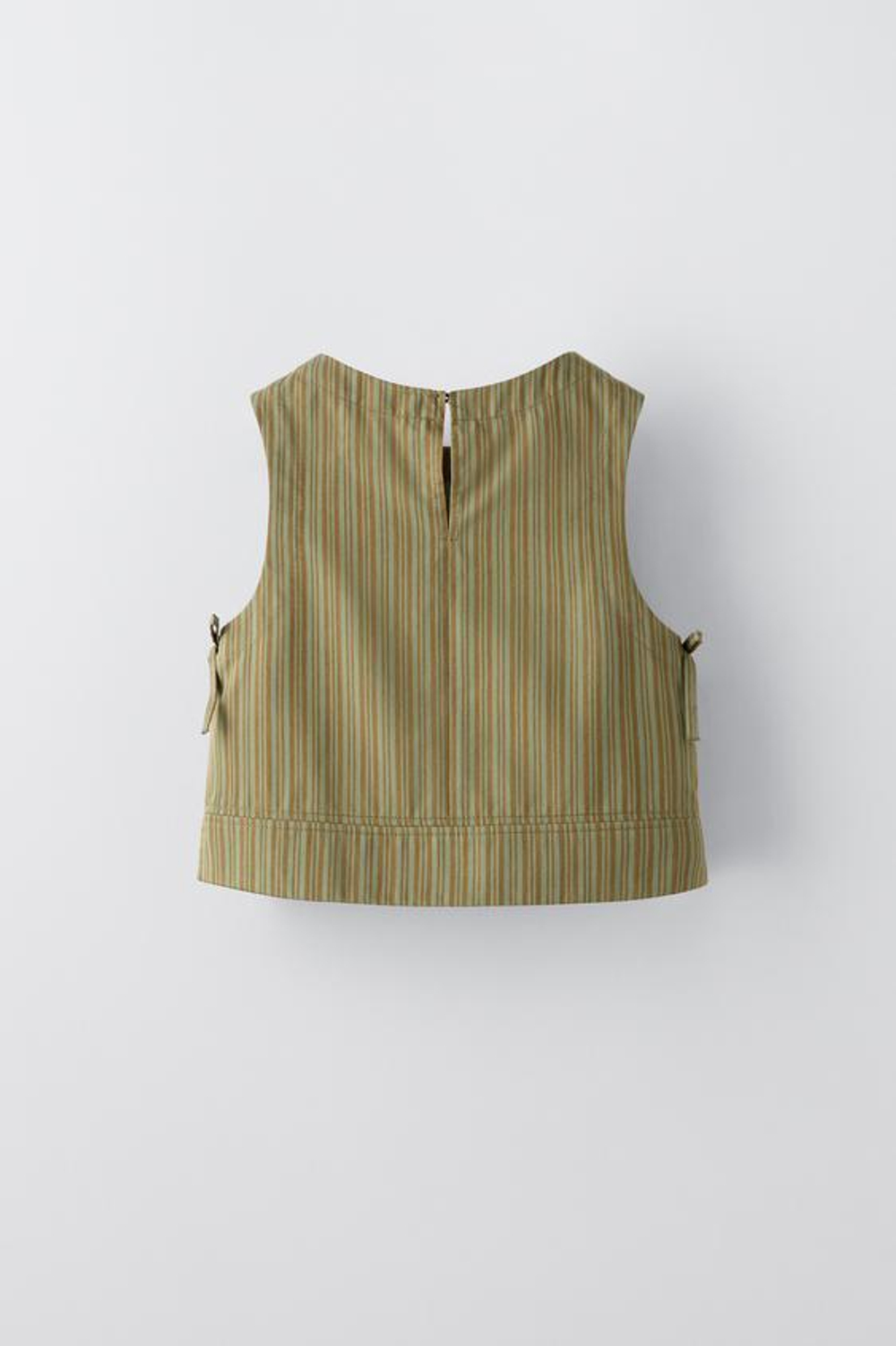 ZARA ТОП В ПОЛОСКУ С БАНТАМИ, ЗЕЛЕНЫЙ