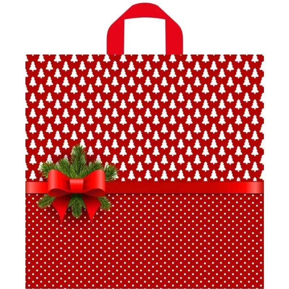 Пакет ПЭ с петлевой ручкой 44+6см(Елочки-горошки) НГ Тико (х50)