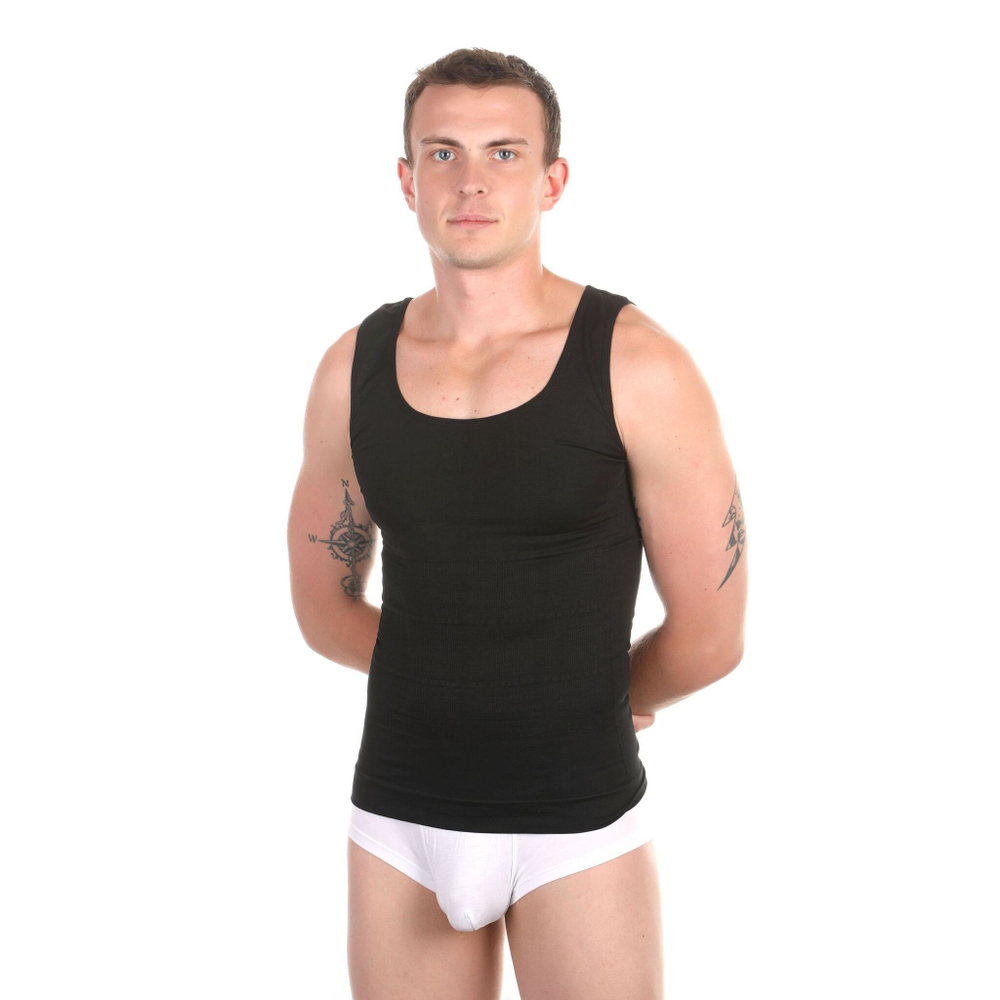 Мужская утягивающая живот майка (Размер: XL) (Цвет: белый)