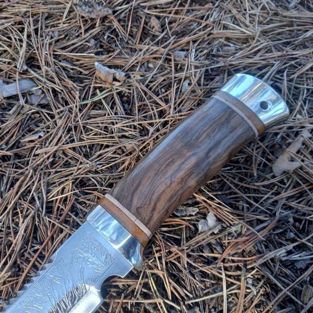 Нож кованый НС-01А Охотник (40Х10С2М) алюминиевые вставки (Златоуст)