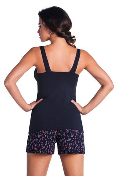 Нежная пижама Marina с мелкими цветами на шортиках (Размер: S) (Цвет: темно-синий)