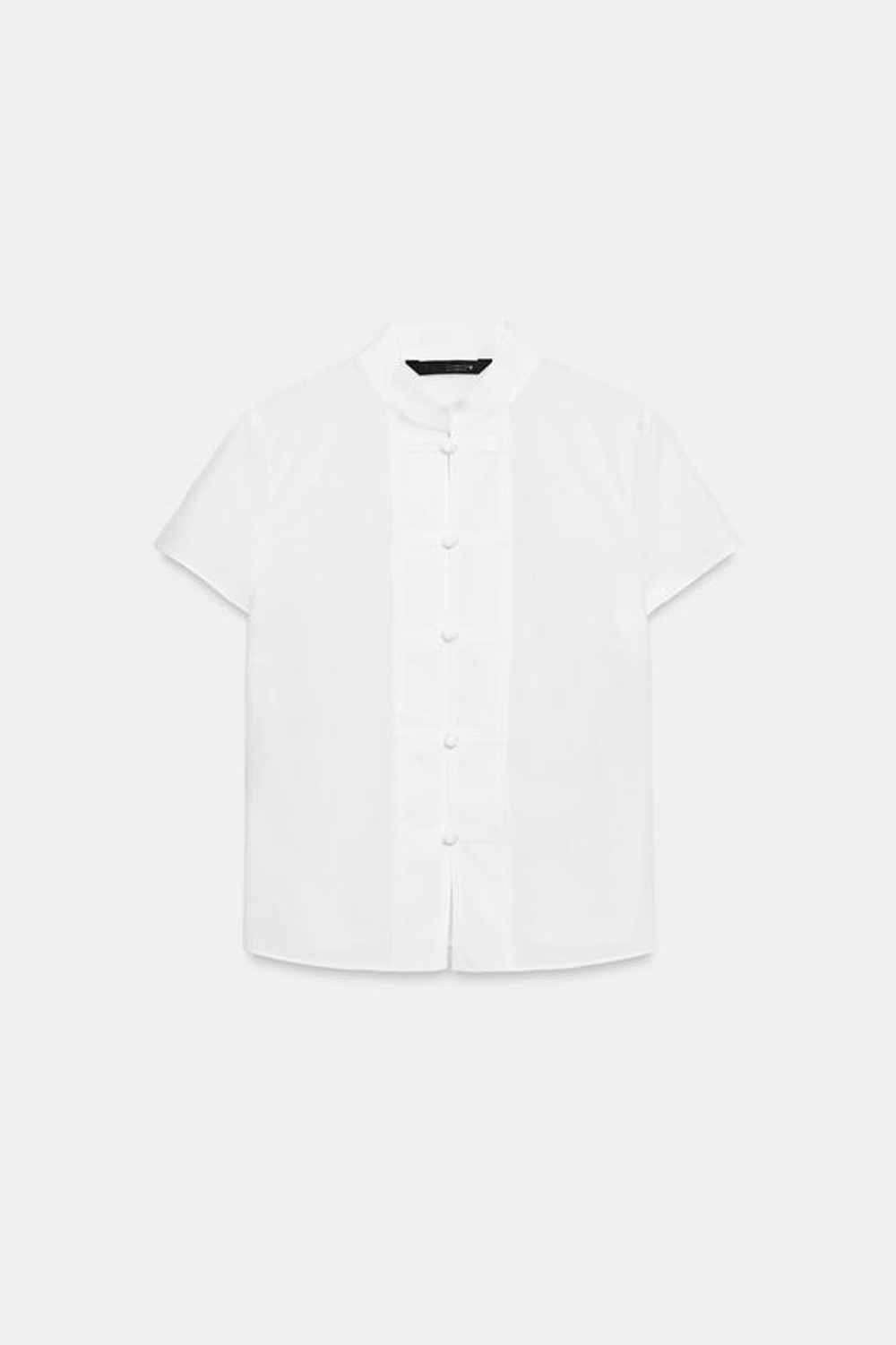 ZARA РУБАШКА ИЗ ПОПЛИНА С НАВЕСНЫМИ ПЕТЛЯМИ, БЕЛЫЙ