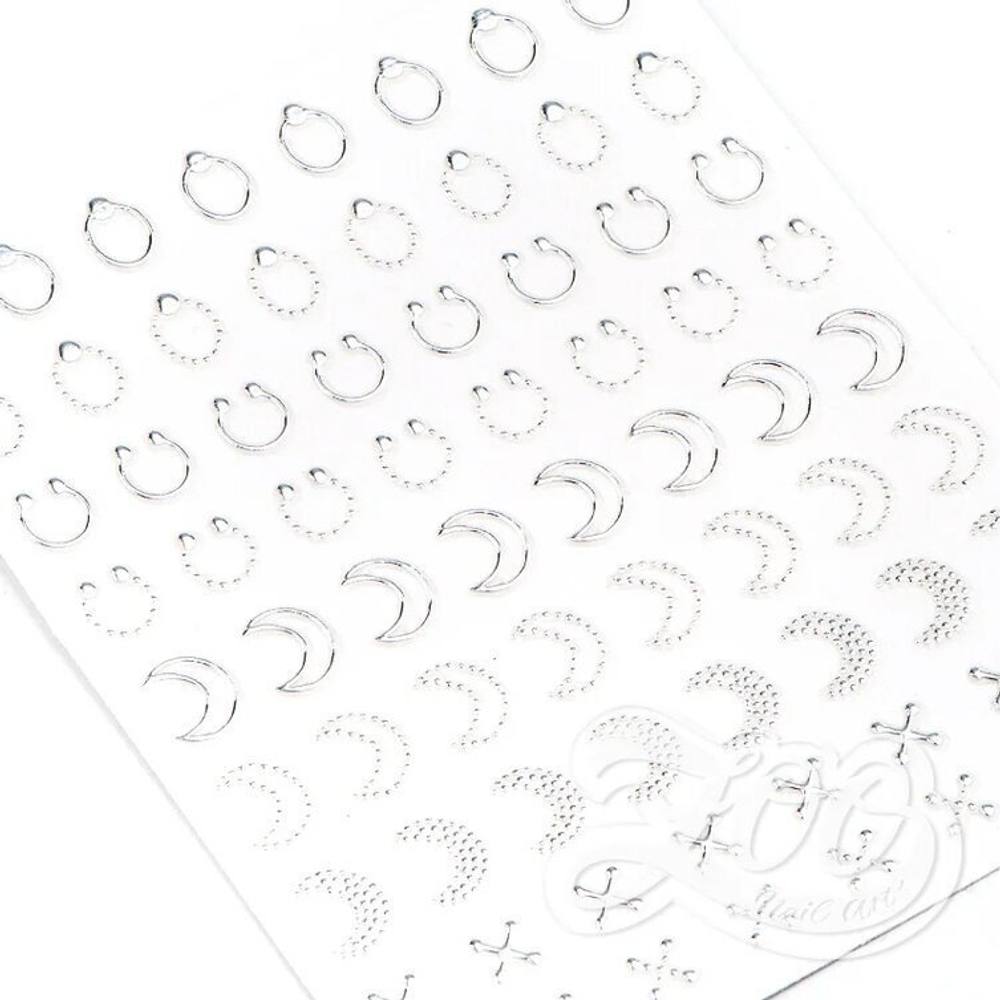 Наклейки металлизированные микс серебро