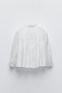ZARA РУБАШКА В РОМАНТИЧЕСКОМ СТИЛЕ С КРУЖЕВОМ, БЕЛЫЙ