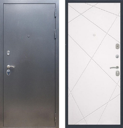 Входная металлическая дверь RеX (РЕКС) 11 Антик серебро / ФЛ-291 (Лучи) Силк сноу