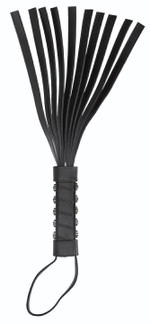 Черная плетка с металлическим декором в виде черепов - 53 см. (Цвет: черный)