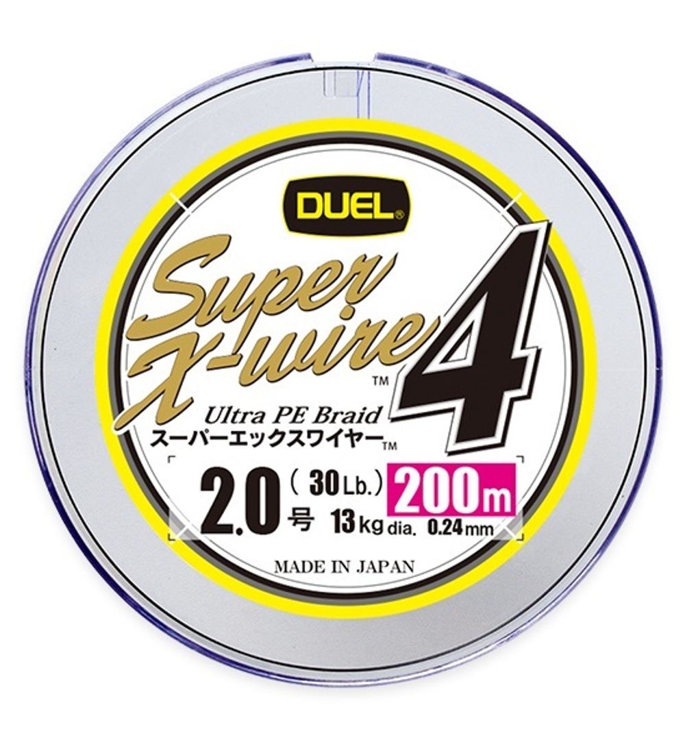 Пл.шн. Duel PE Super X-Wire 4 200m 5Color-Yellow Marking #1,2 (0,19мм) 9,0kg