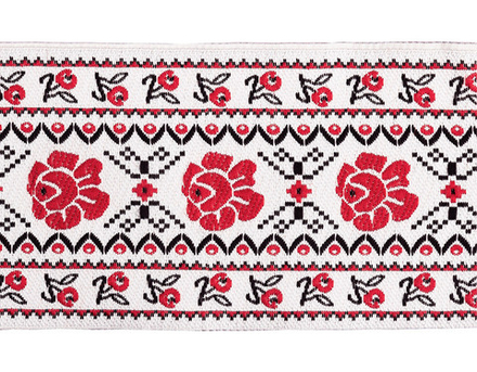 Лента жаккардовая, 68 мм "Gamma" цв.красный/черный