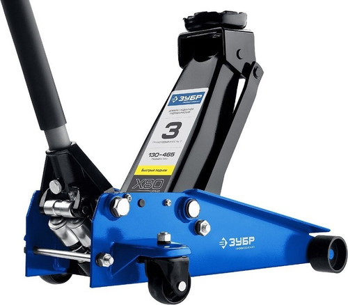 Домкрат подкатной 3 т. (130-465 мм) Х80 профессиональный для СТО (ЗУБР)