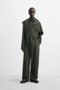 ZARA X NANUSHKA БРЮКИ С ПОЯСОМ, ЗЕЛЕНЫЙ/СИНИЙ